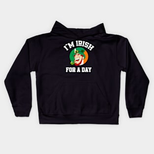 I am Irish for a day Saint Patricks day shamrock Kids Hoodie